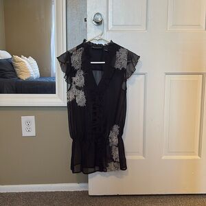 INC International Concepts Black Semi Sheer Tank Top